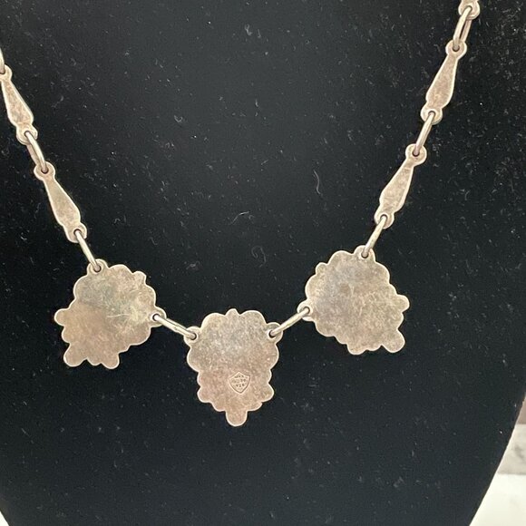 Vintage Mexico GC80 Sterling Silver Pink Mother of Pearl Stations Necklace 19" - Picture 6 of 10